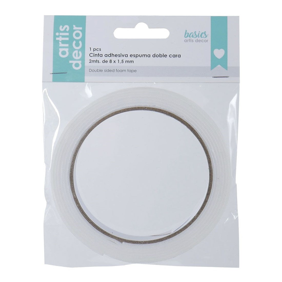 Cinta adhesiva doble cara foam 3d 8mmx2m (espesor 1,5mm)