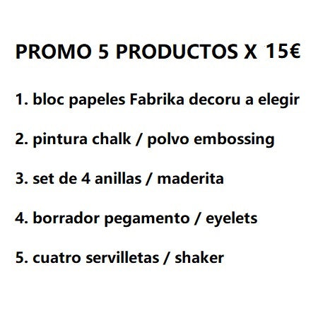 Promo 5 productos x 15€