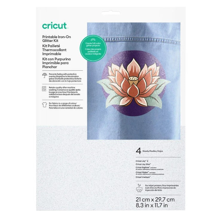 Vinilo textil imprimible con purpurina Cricut A4