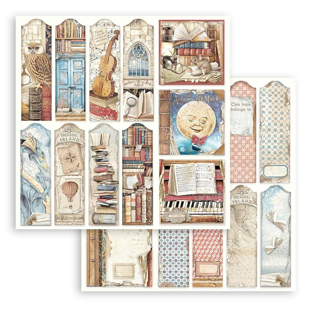 Vintage library papel scrap 20x20cm Stamperia