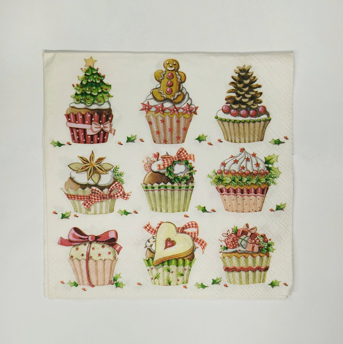 Servilleta con cupcakes navideños