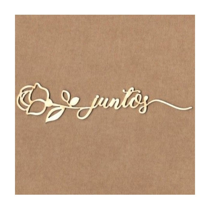Juntos maderita con rosa