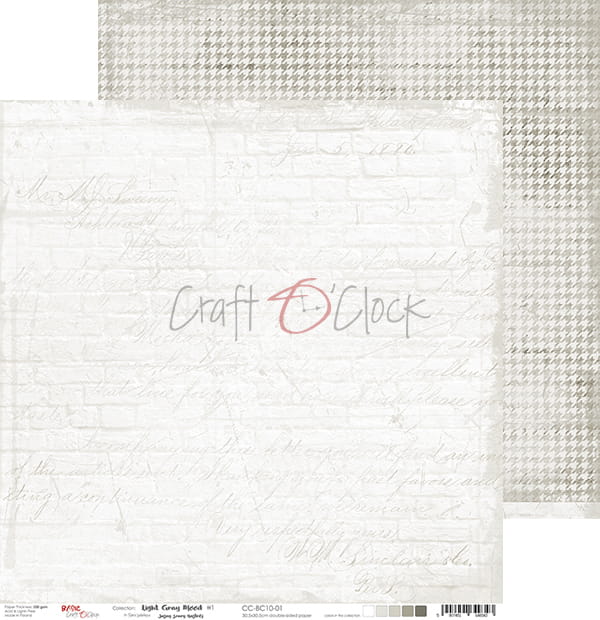 Light gray mood papel scrap Craft o clock 30x30 cm
