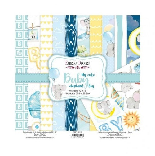 My cute baby elephant boy papel scrap Fabrika decoru 30x30