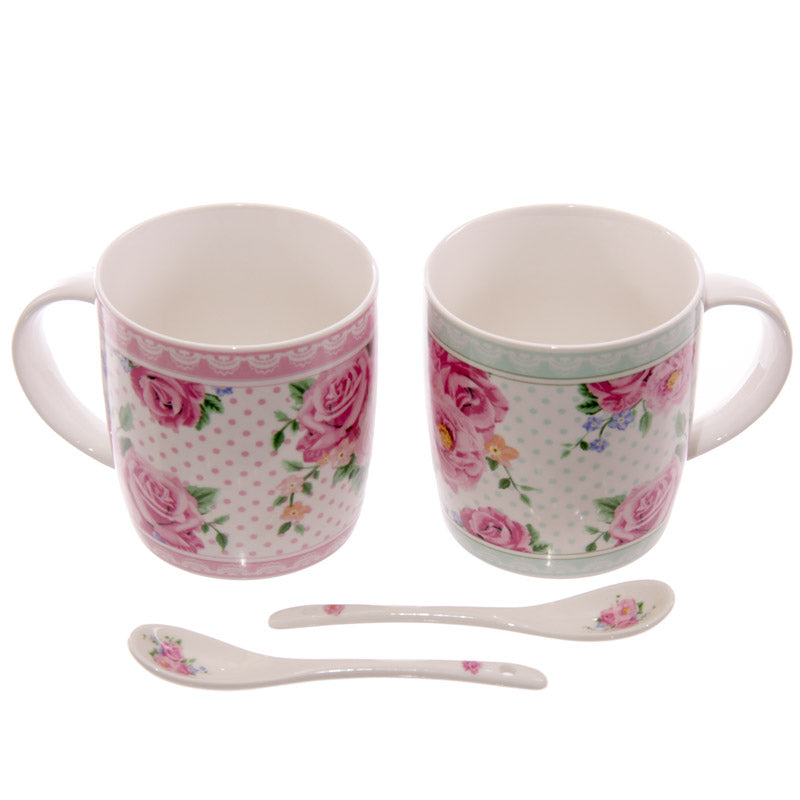 Set 2 tazas flores