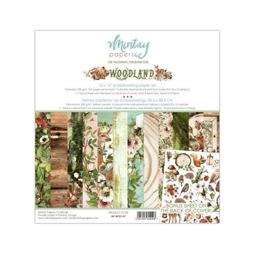 Woodland papel scrap 30x30 Mintay