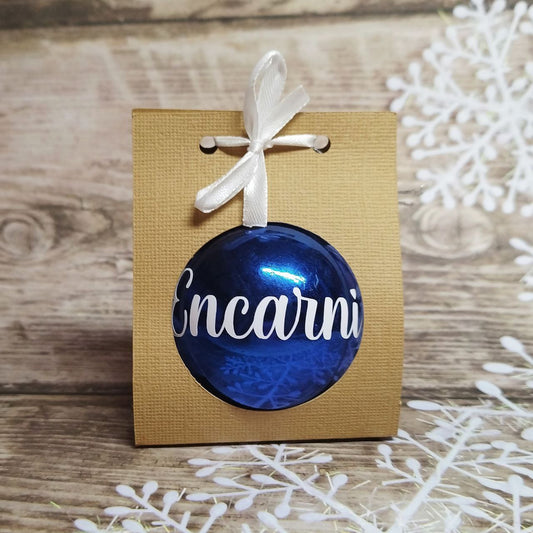 Bola Navidad personalizada con nombre (bola azul)