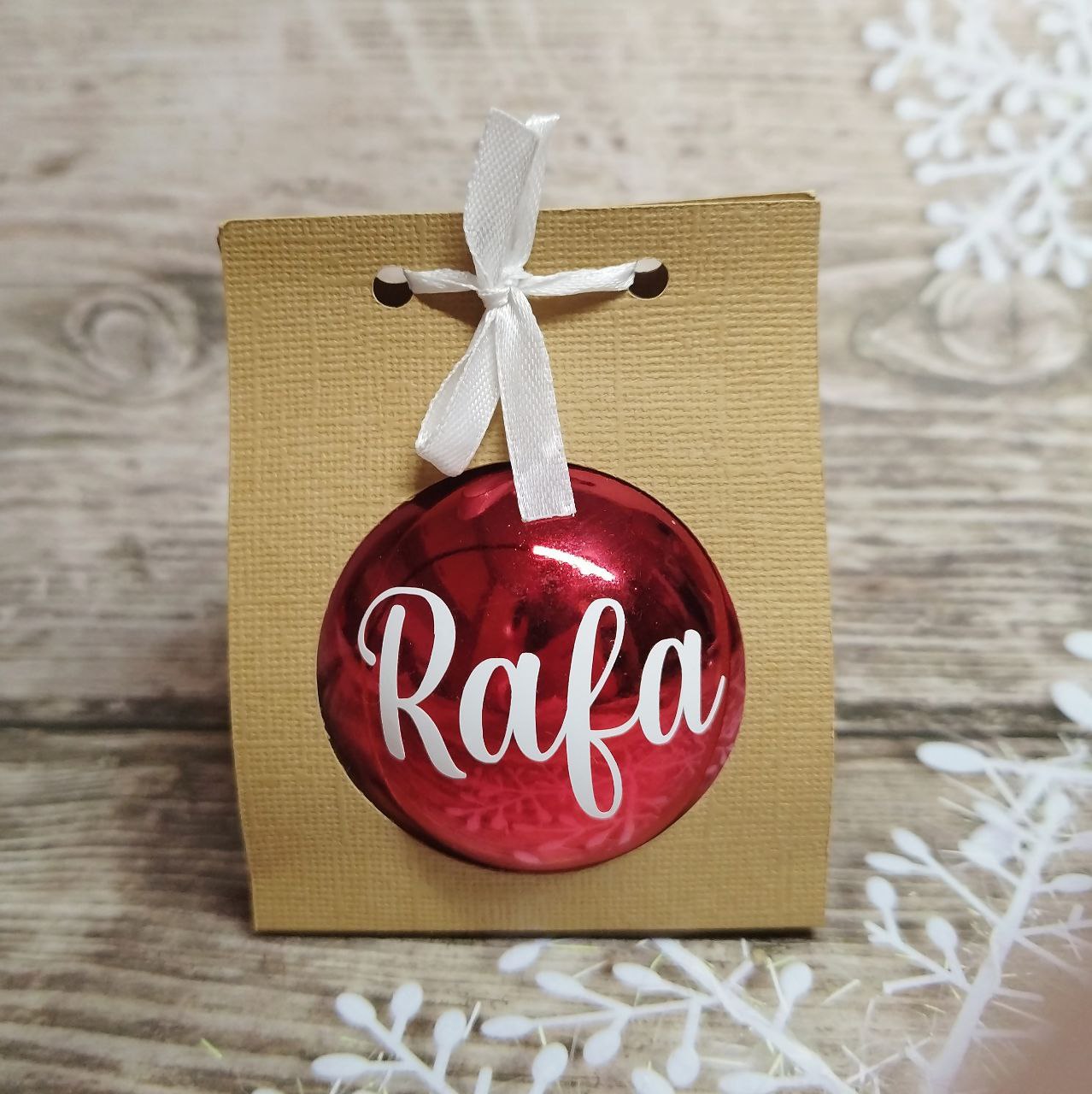 Bola Navidad personalizada con nombre (bola roja)