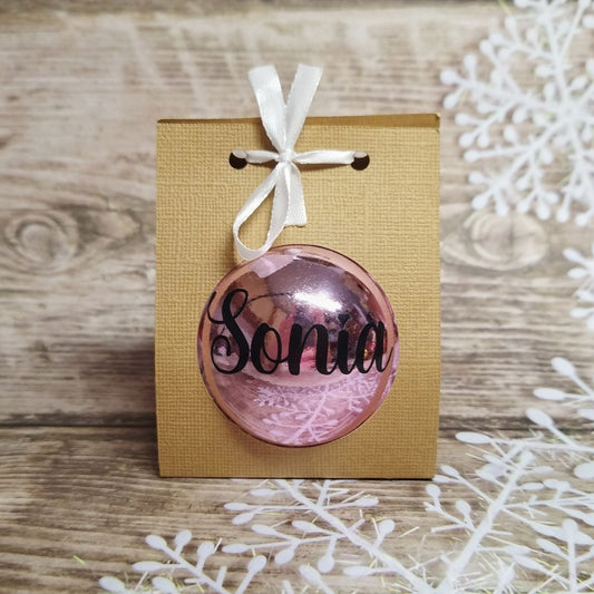 Bola Navidad personalizada con nombre (bola rosa)