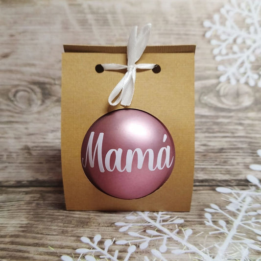 Bola Navidad personalizada con nombre (bola rosa)