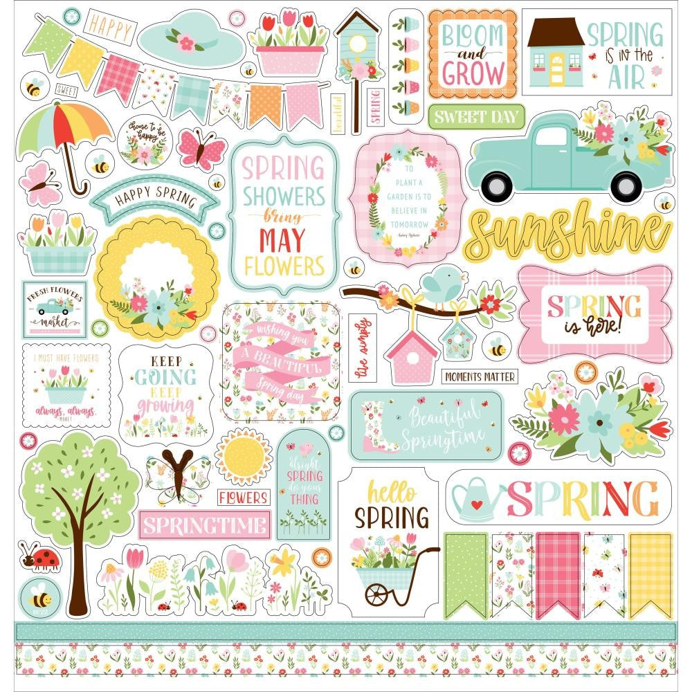 Kit Welcome spring papeles scrap + pegatinas