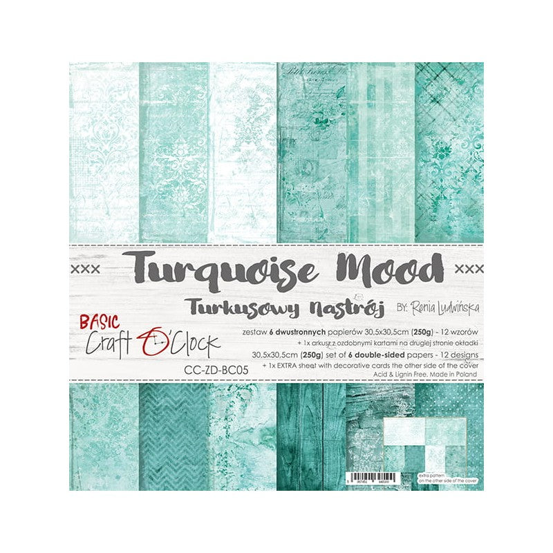 Turquoise mood papel scrap Craft o clock 30x30 cm