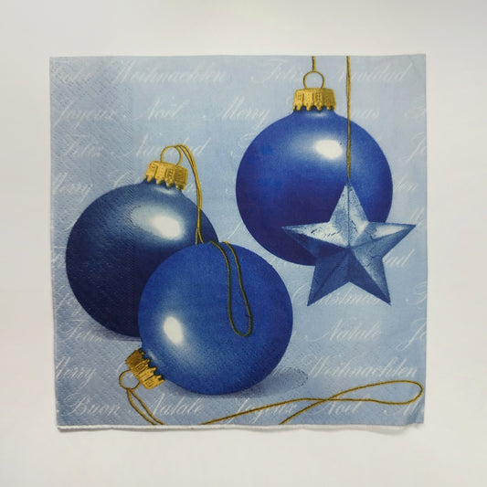 Servilleta con bolas de Navidad azules
