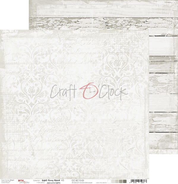 Light gray mood papel scrap Craft o clock 30x30 cm