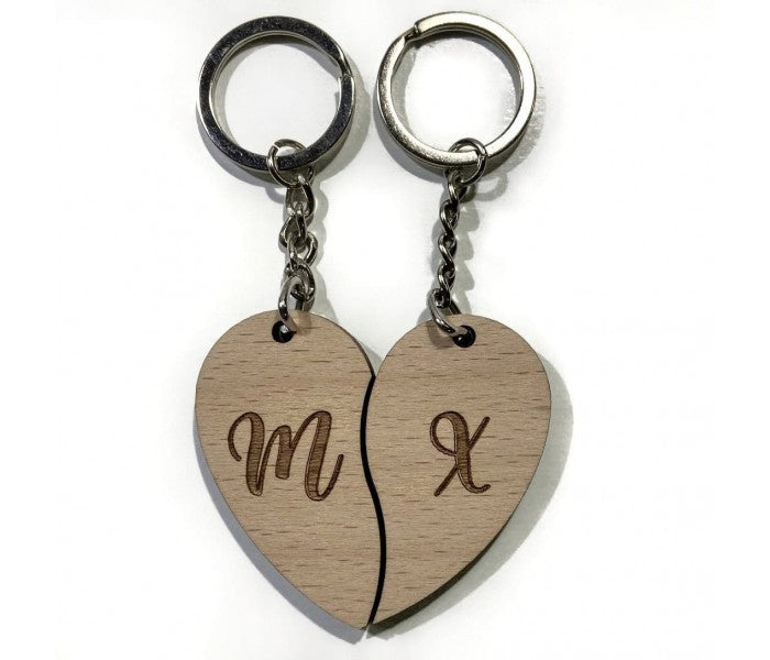 Llavero PERSONALIZADO parejas inicial madera