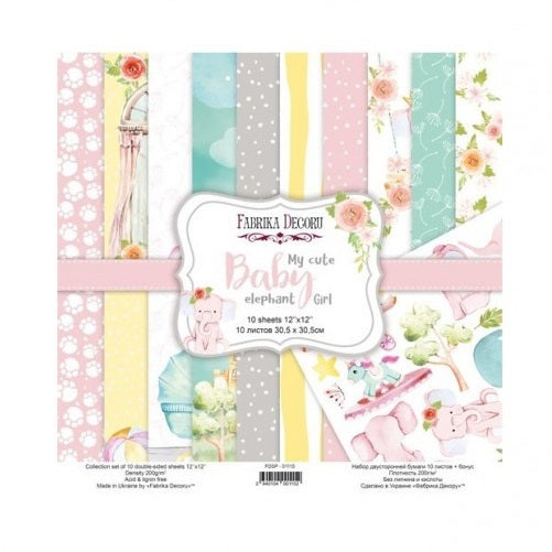 My cute baby elephant girl papel scrap Fabrika decoru 30x30
