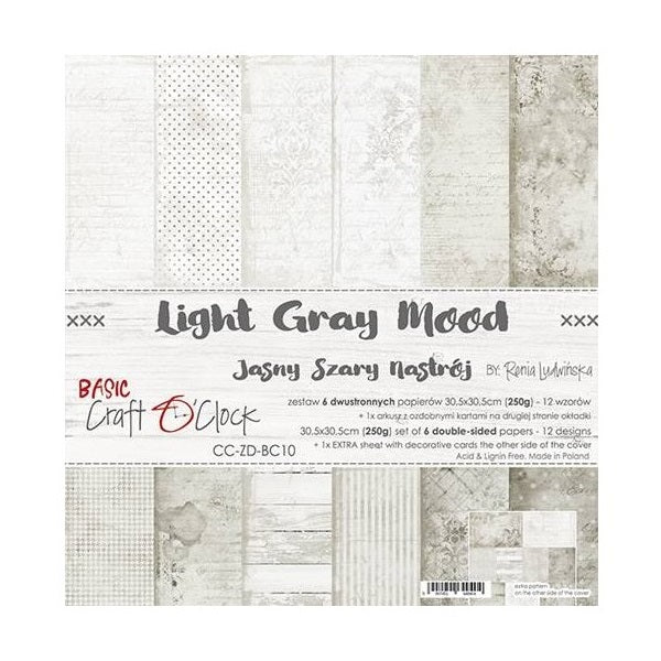 Light gray mood papel scrap Craft o clock 30x30 cm